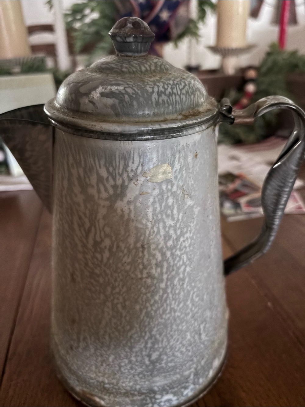 Vintage Marbleized Enamel Coffee Pot